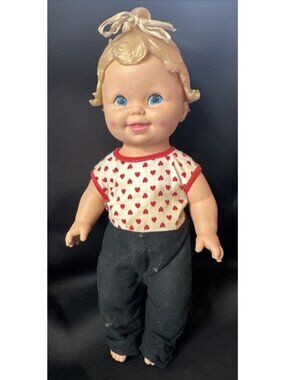 Vtg 70s 1971 Mattel Tiny Baby Tender Love Blonde Hair Blue Eyes Molded Doll 12"